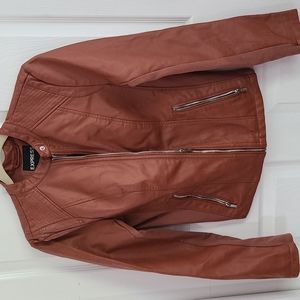 Faux leather moto jacket.